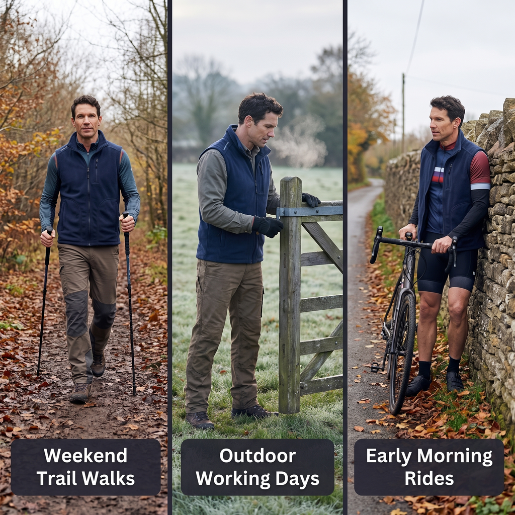 Men's Fleece Gilet - Multi-Pocket - Body Warmer for Hiking & Outdoor