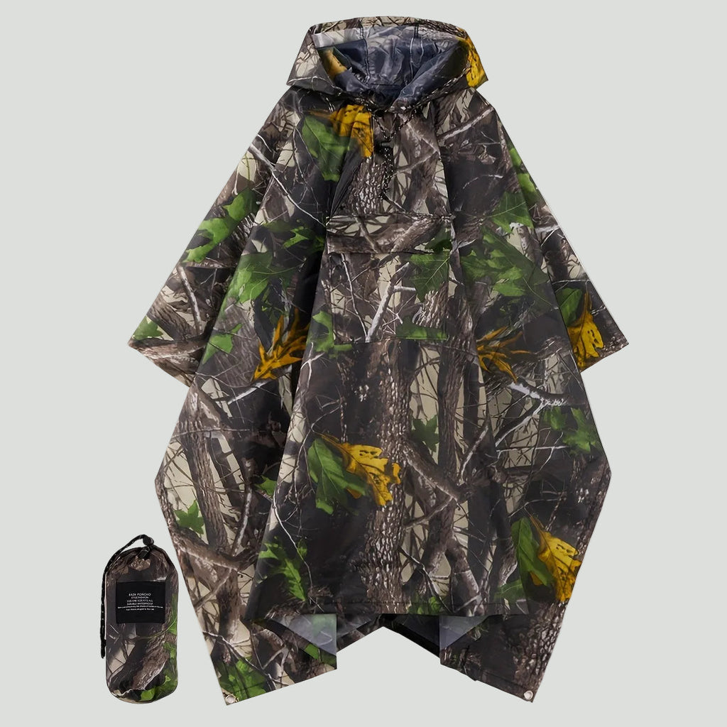 Camouflage Rain Poncho – Lightweight Waterproof Hooded Outdoor Poncho for Hiking & Fishing