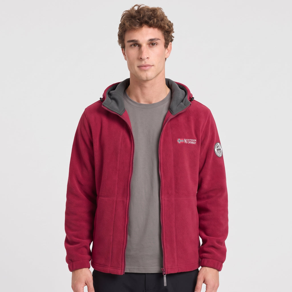 Men's Fleece Jacket - Windproof Hooded Fleece - Walking & Hiking