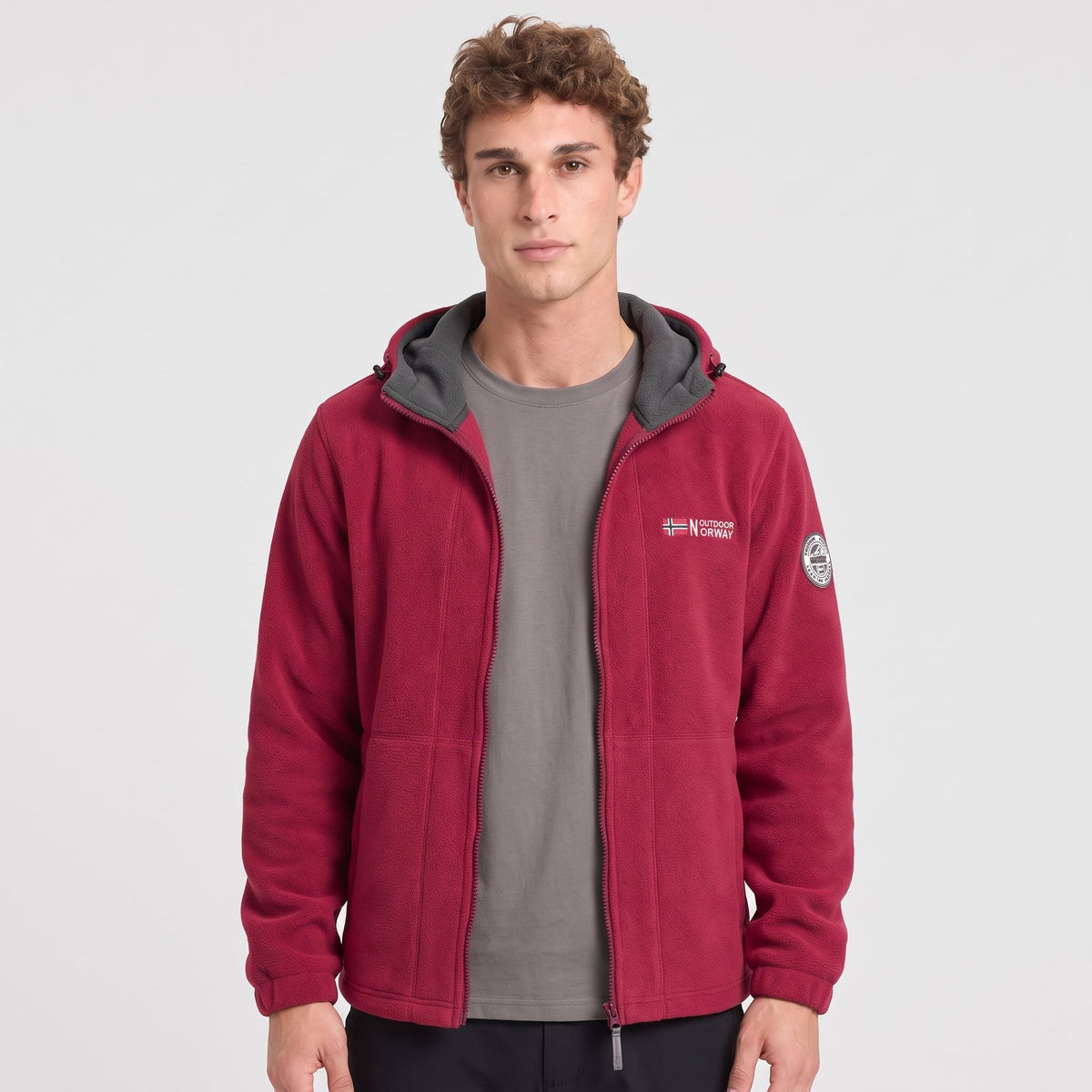 Men's Fleece Jacket - Windproof Hooded Fleece - Walking & Hiking