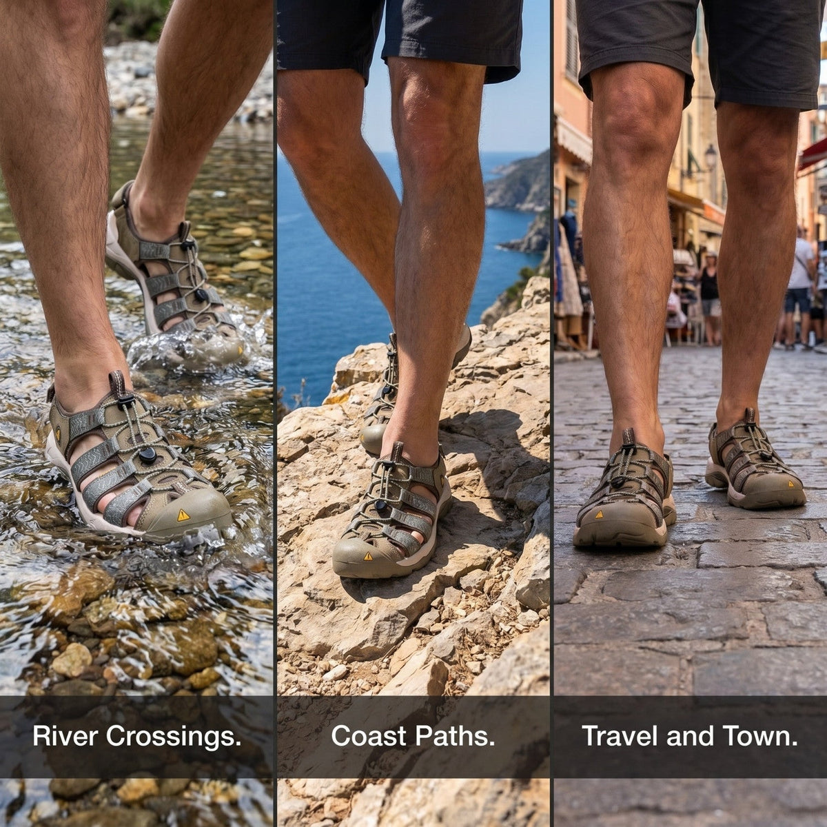 Men's Walking Sandals - Closed Toe - Outdoor Hiking & Water Sandals