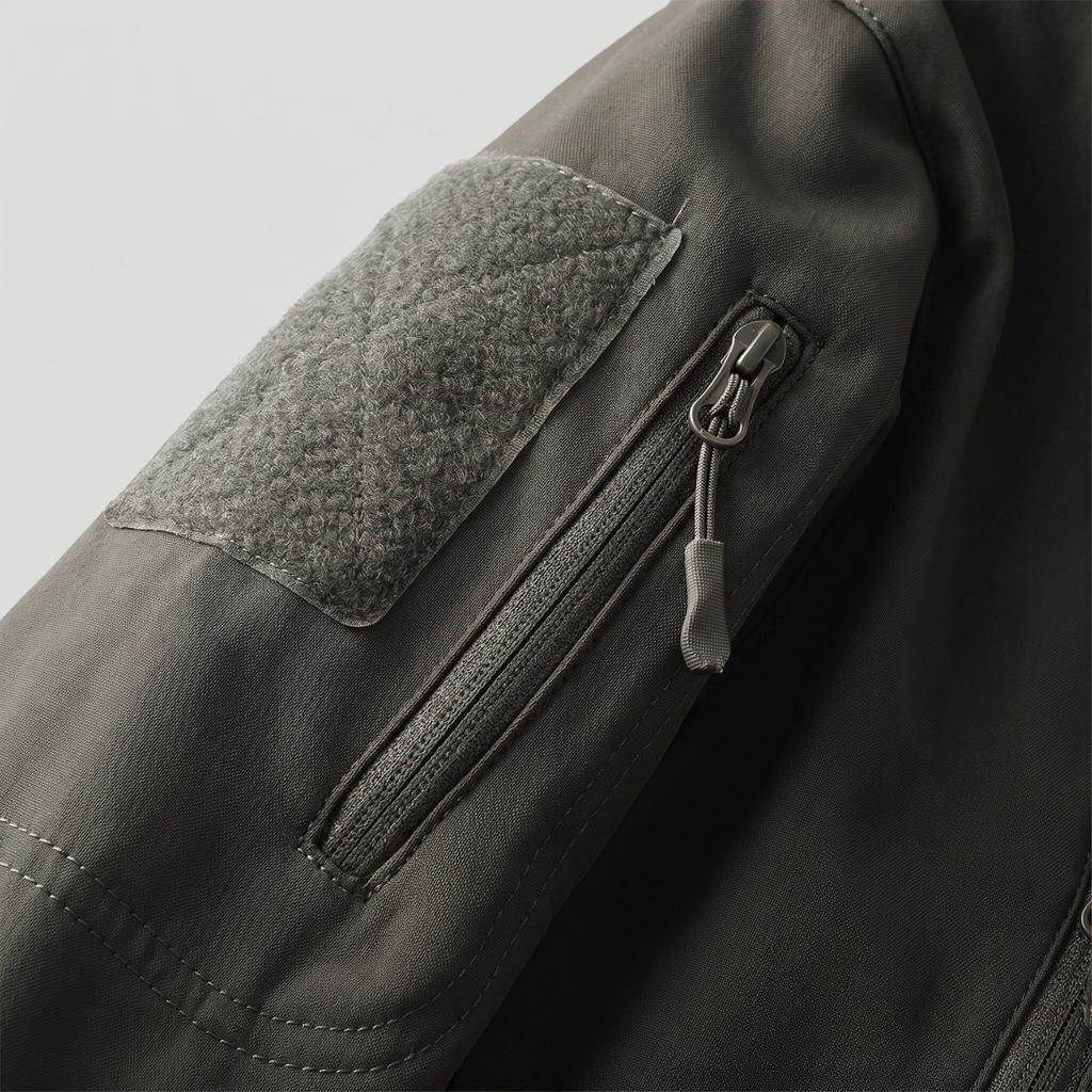 Mens Softshell Jacket – Fleece Lined Hooded Military Style Coat with Zip Pockets