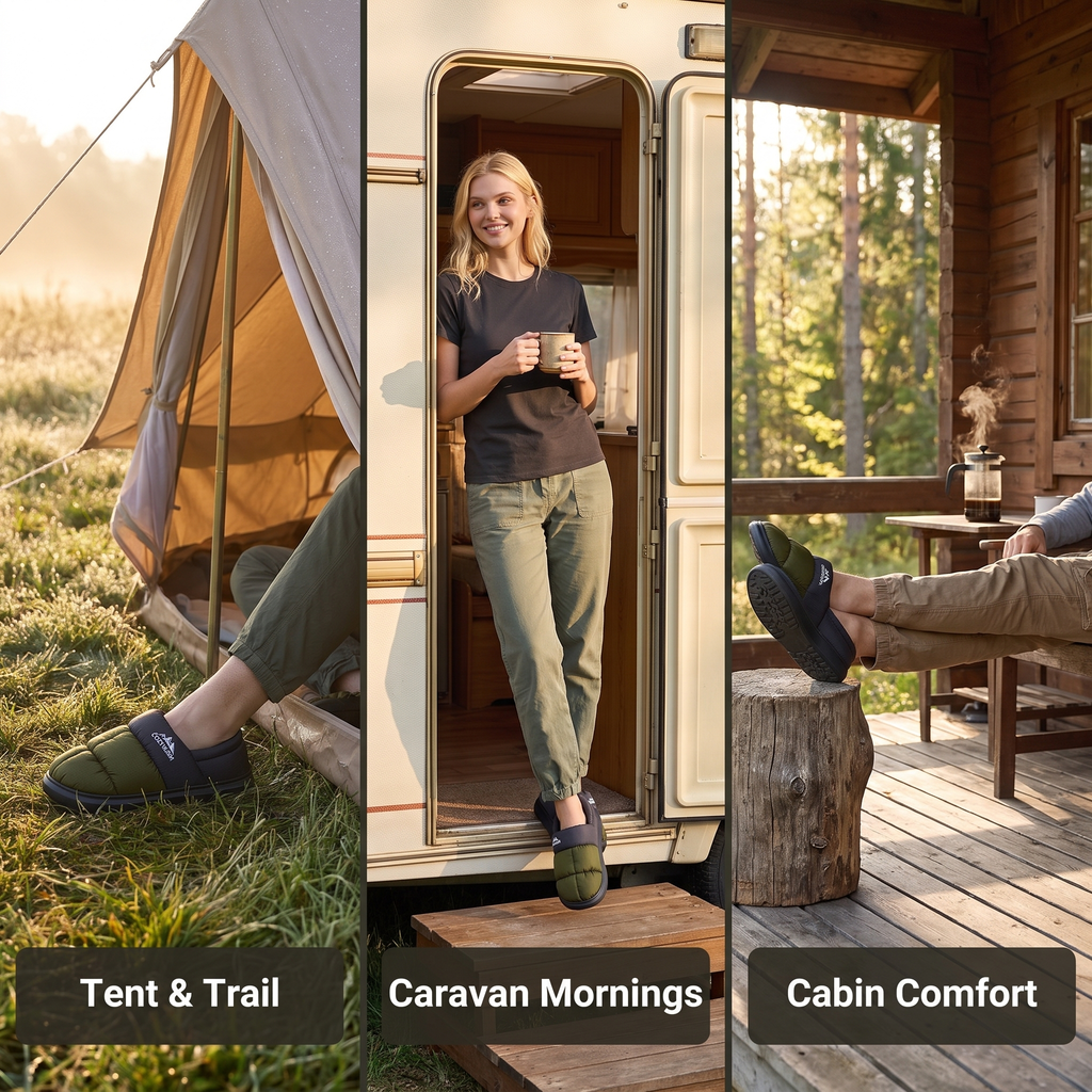 Camp Slippers - Closed-Back - Warm Fleece-Lined Outdoor House Shoes