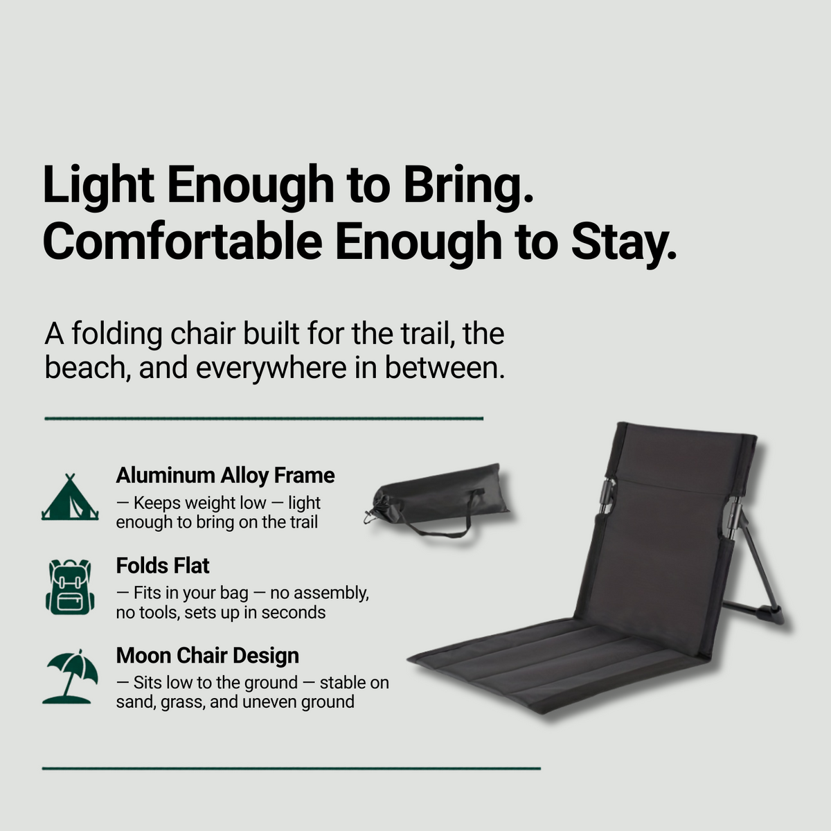 Ultralight Folding Chair - Aluminium Moon Chair for Camping, Beach & Outdoor Use