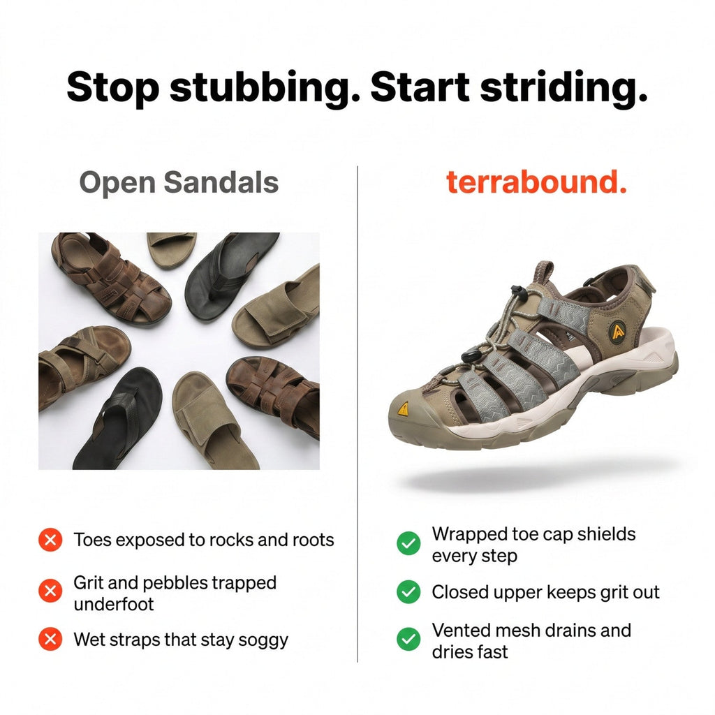Men's Walking Sandals - Closed Toe - Outdoor Hiking & Water Sandals
