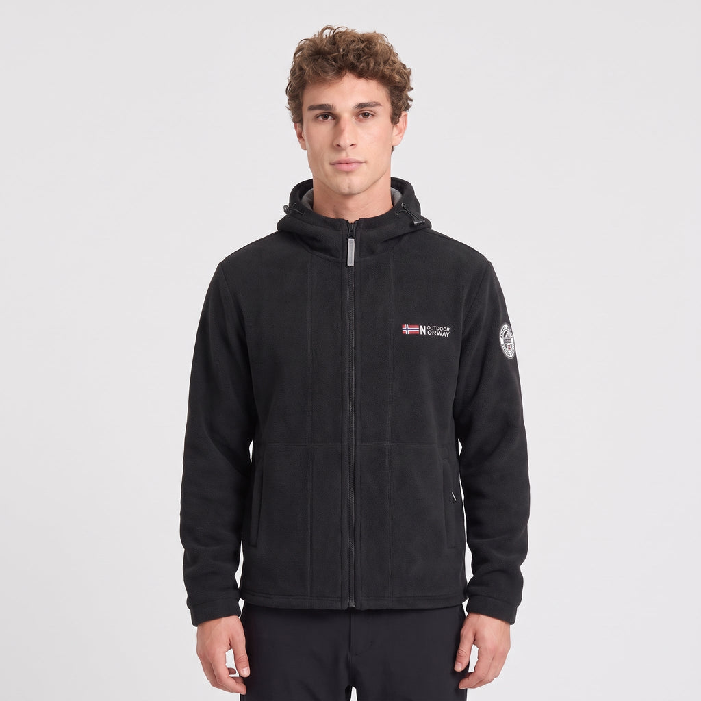 Men's Fleece Jacket - Windproof Hooded Fleece - Walking & Hiking