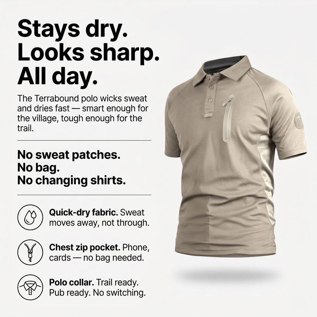 Men’s Quick-Dry Polo Shirt – Zip Pocket - Hiking & Outdoor Top