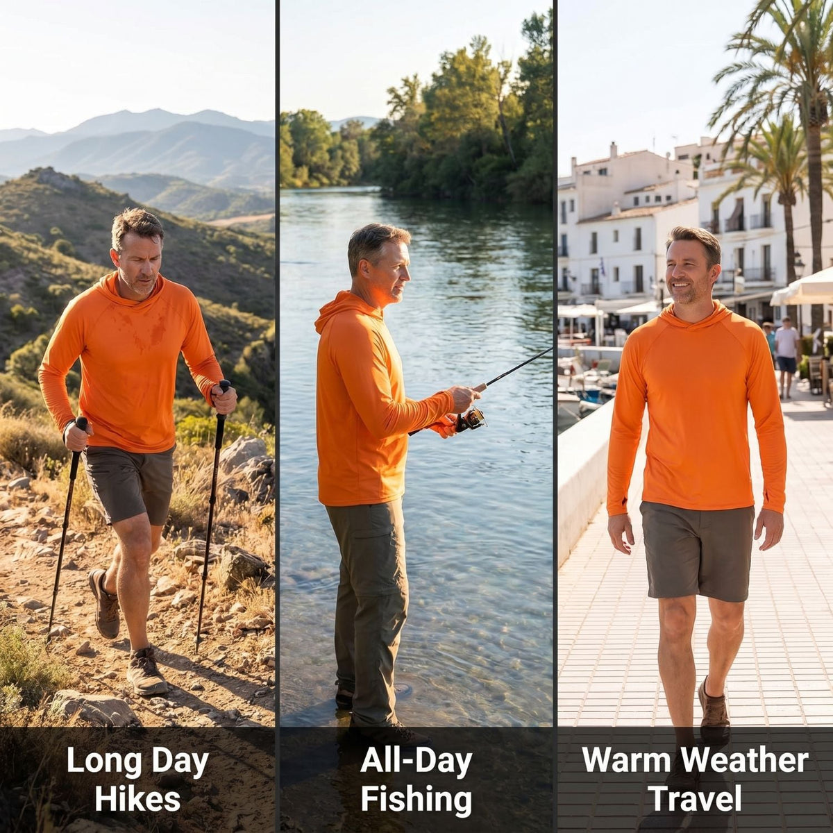 Men's UPF 50+ Sun Hoodie – Lightweight Quick-Dry Hiking & Fishing UV Top with Thumb Loops