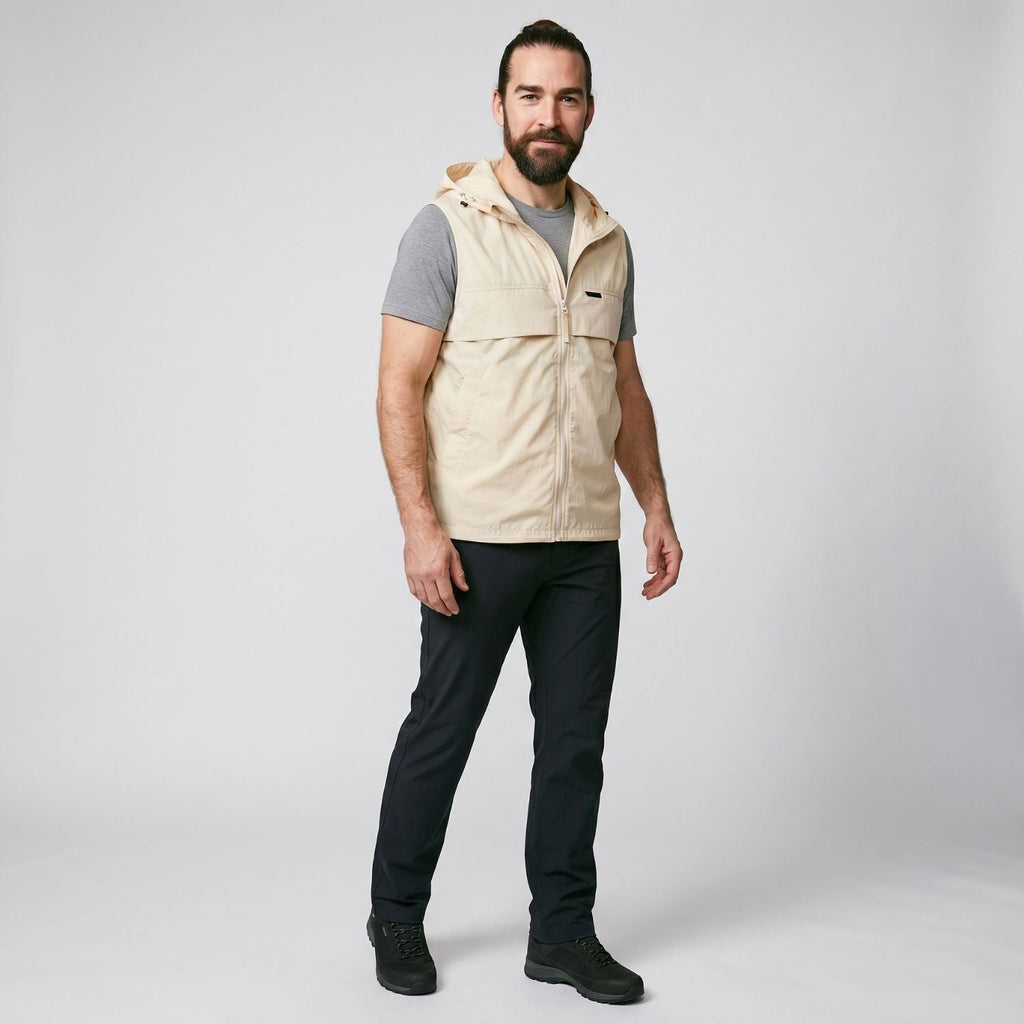 Men's Hooded Gilet - Lightweight Windproof Outdoor Vest for Fishing & Hiking
