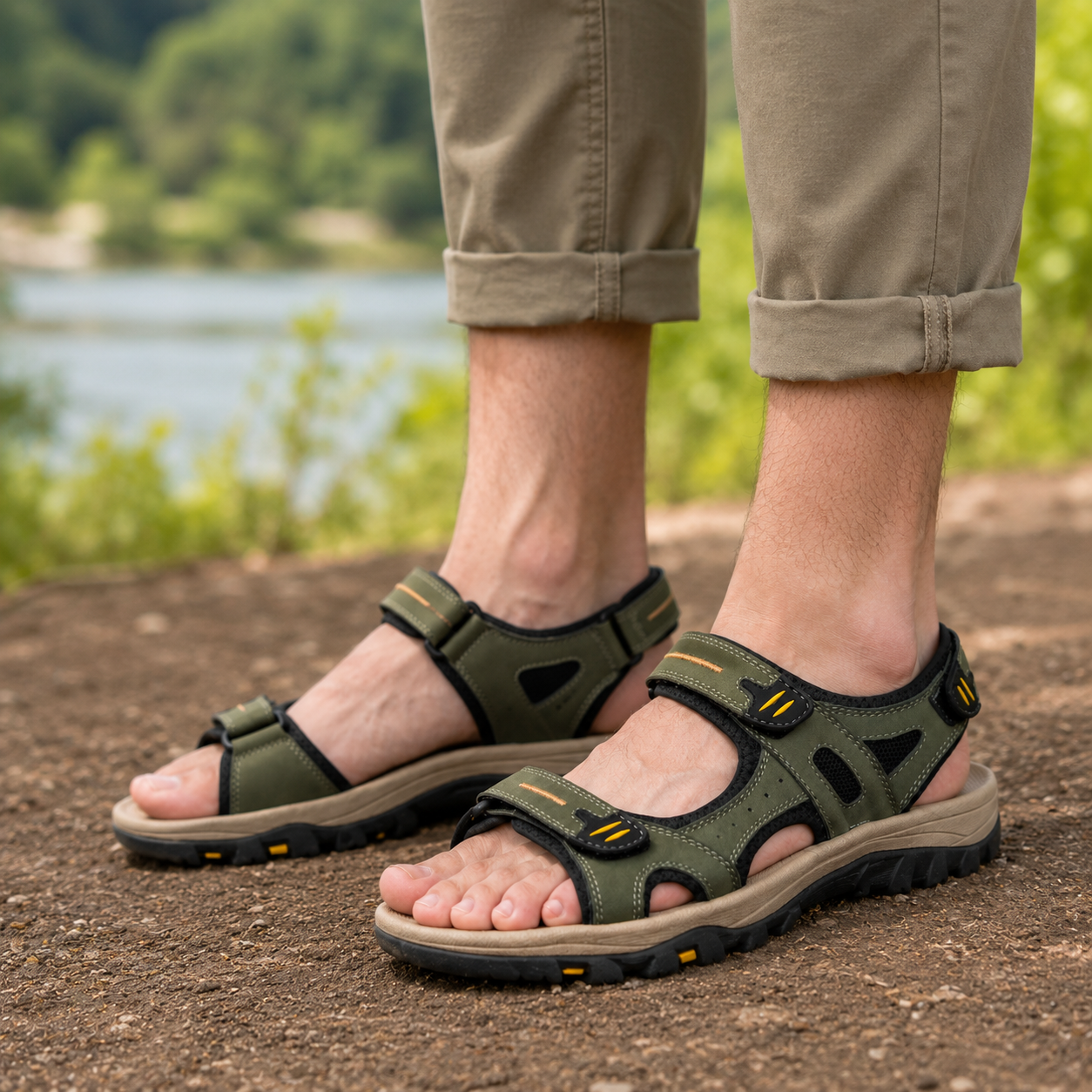 Men’s Wide Toe Box Adjustable Comfort Support Sandals