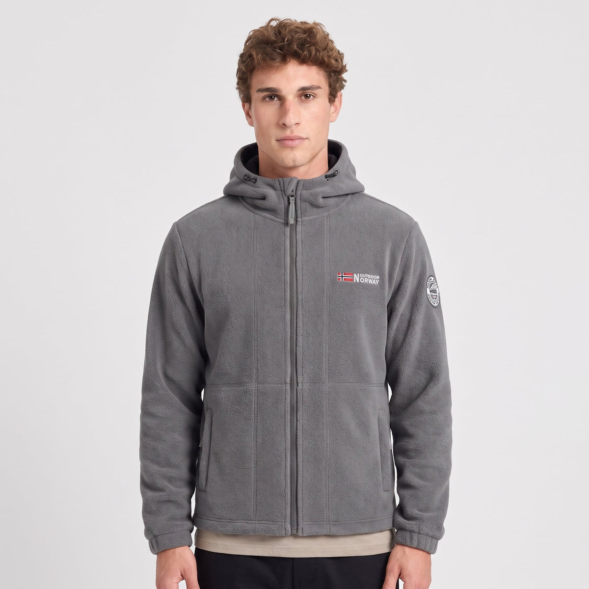 Men's Fleece Jacket - Windproof Hooded Fleece - Walking & Hiking