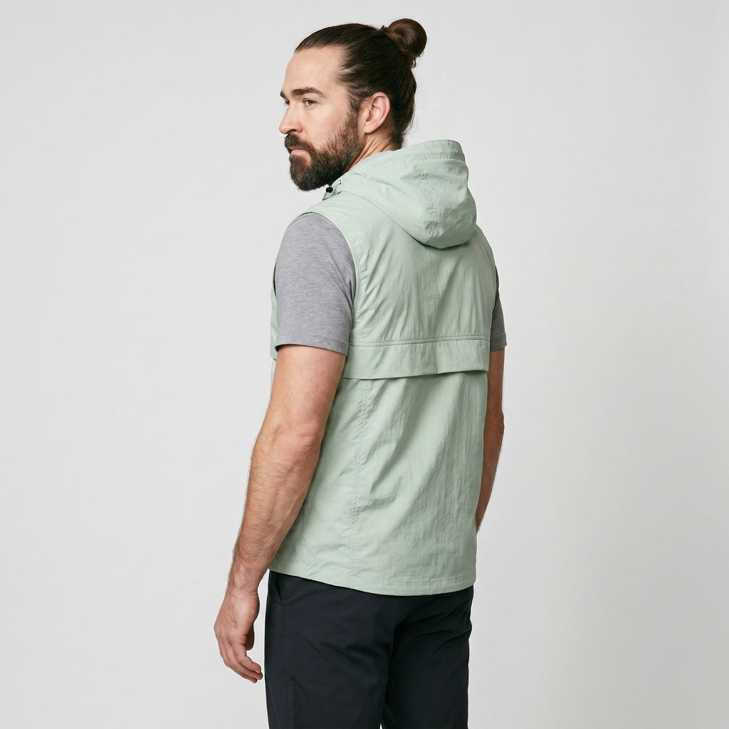 Men's Hooded Gilet - Lightweight Windproof Outdoor Vest for Fishing & Hiking