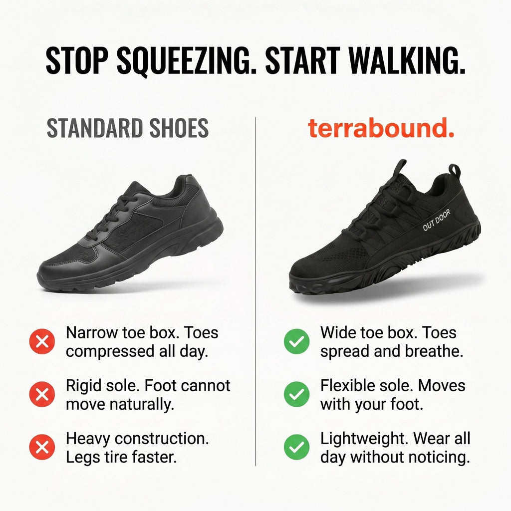 Wide-Fit Barefoot Walking Shoes – Breathable Design with Grip Outsole