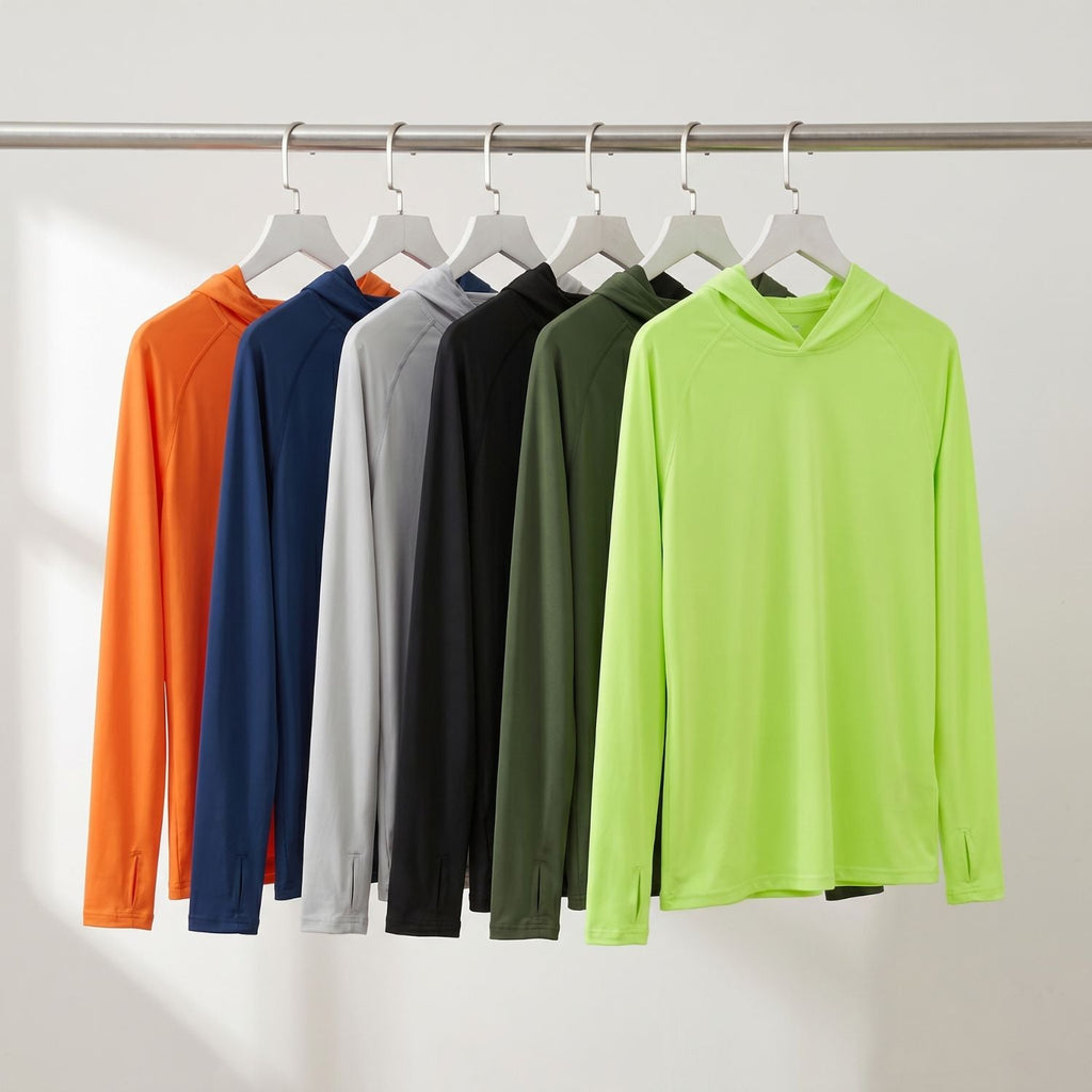 Men's UPF 50+ Sun Hoodie – Lightweight Quick-Dry Hiking & Fishing UV Top with Thumb Loops