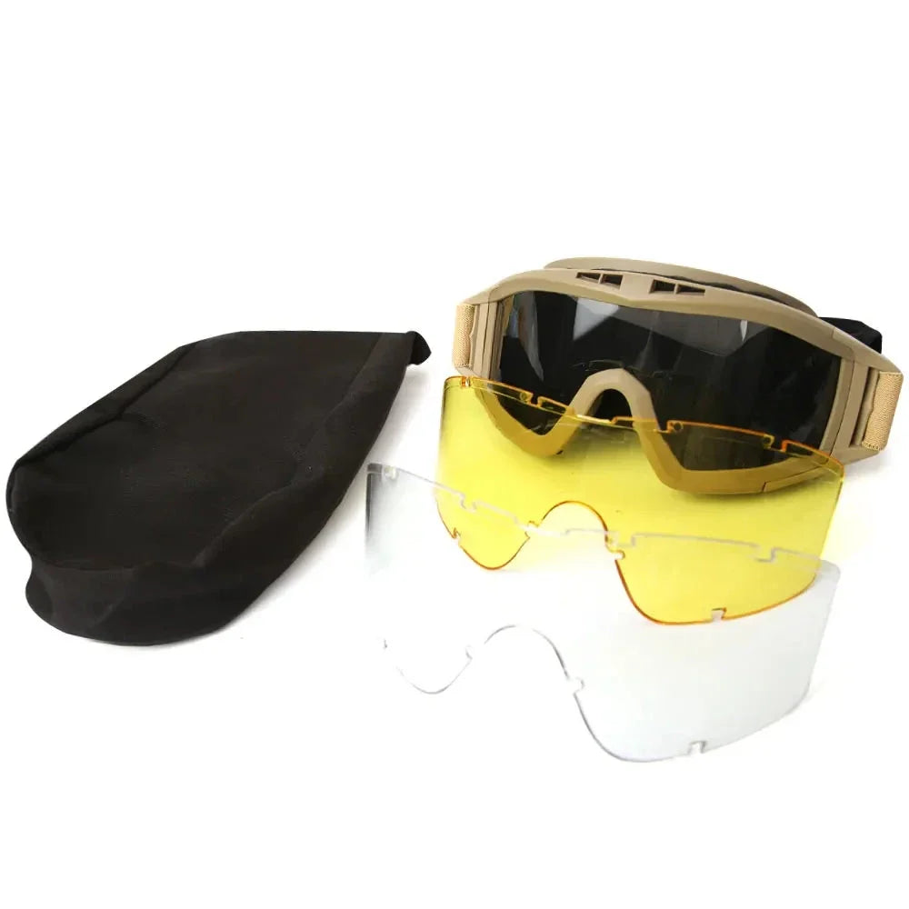 Tactical Airsoft Goggles - Anti-Fog, 3 Lens Protection for Hunting, Cycling, Shooting, and More