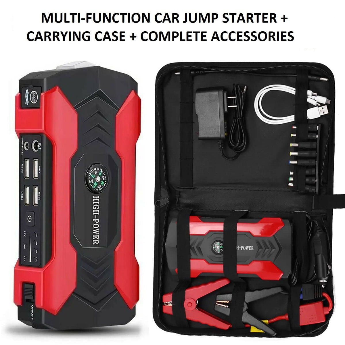 Portable Car Jump Starter with Power Bank & Emergency Flashlight – 1200A Peak Booster Pack
