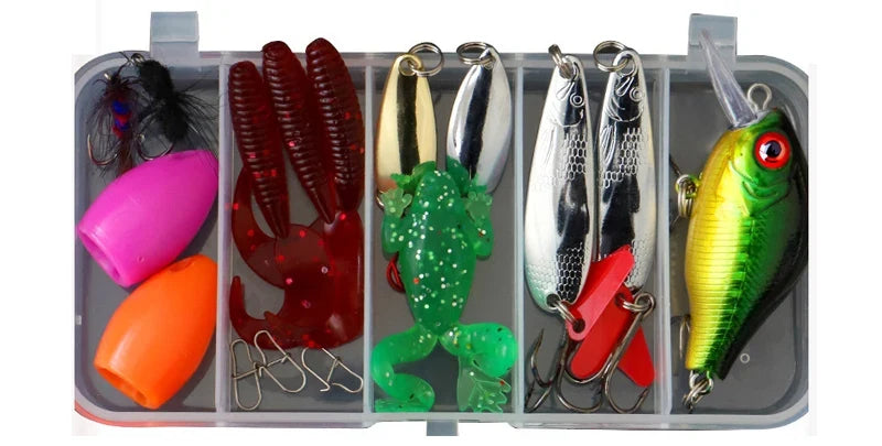 All-in-One Fishing Lure Kit – Hard Artificial Lures, Soft Baits, Metal Jigs & Tackle Box