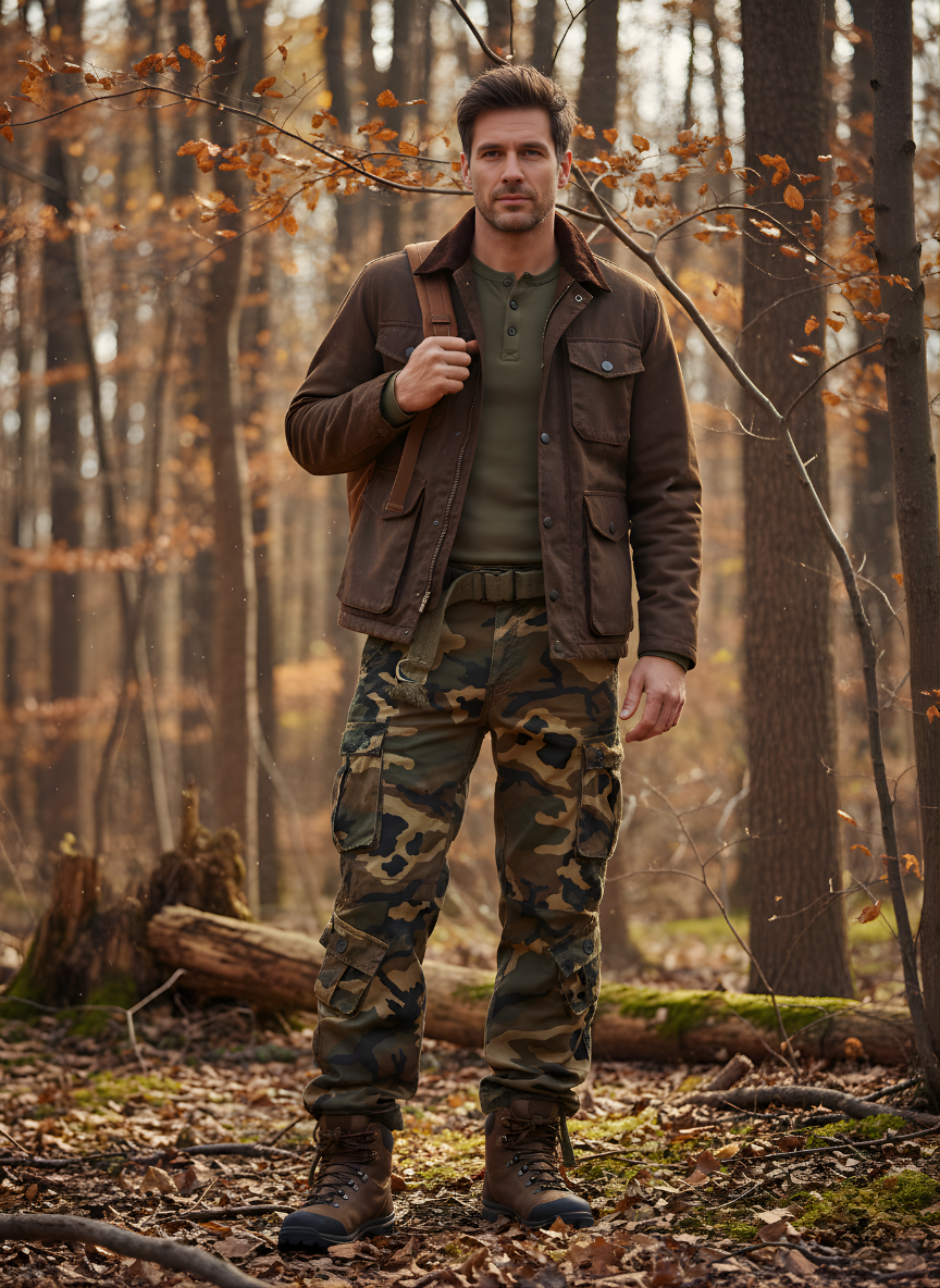 Men’s Camouflage Cargo Trousers – Multi-Pocket Outdoor Utility Design