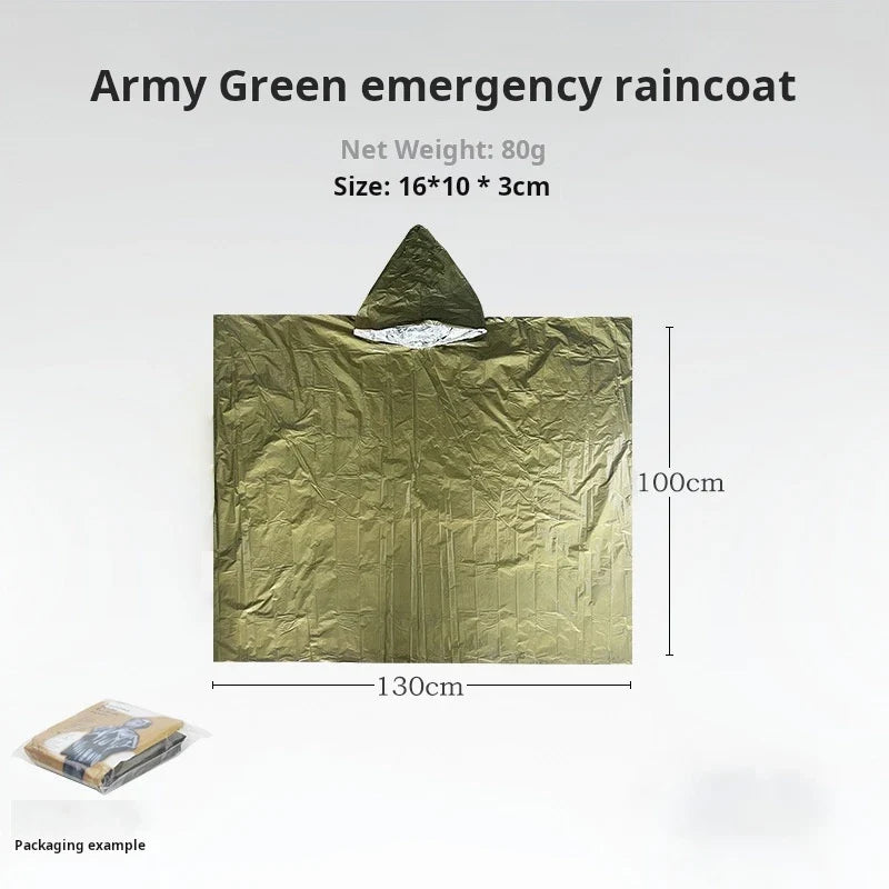 Emergency Thermal Rain Poncho – Waterproof Survival Blanket for Hiking & Outdoor Safety