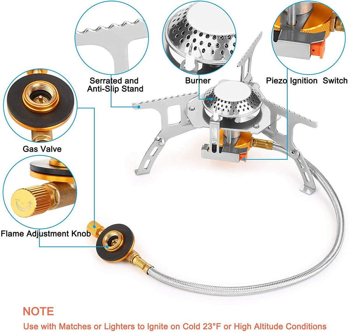 3700W Ultralight Portable Gas Stove with Piezo Ignition + Burner and Case