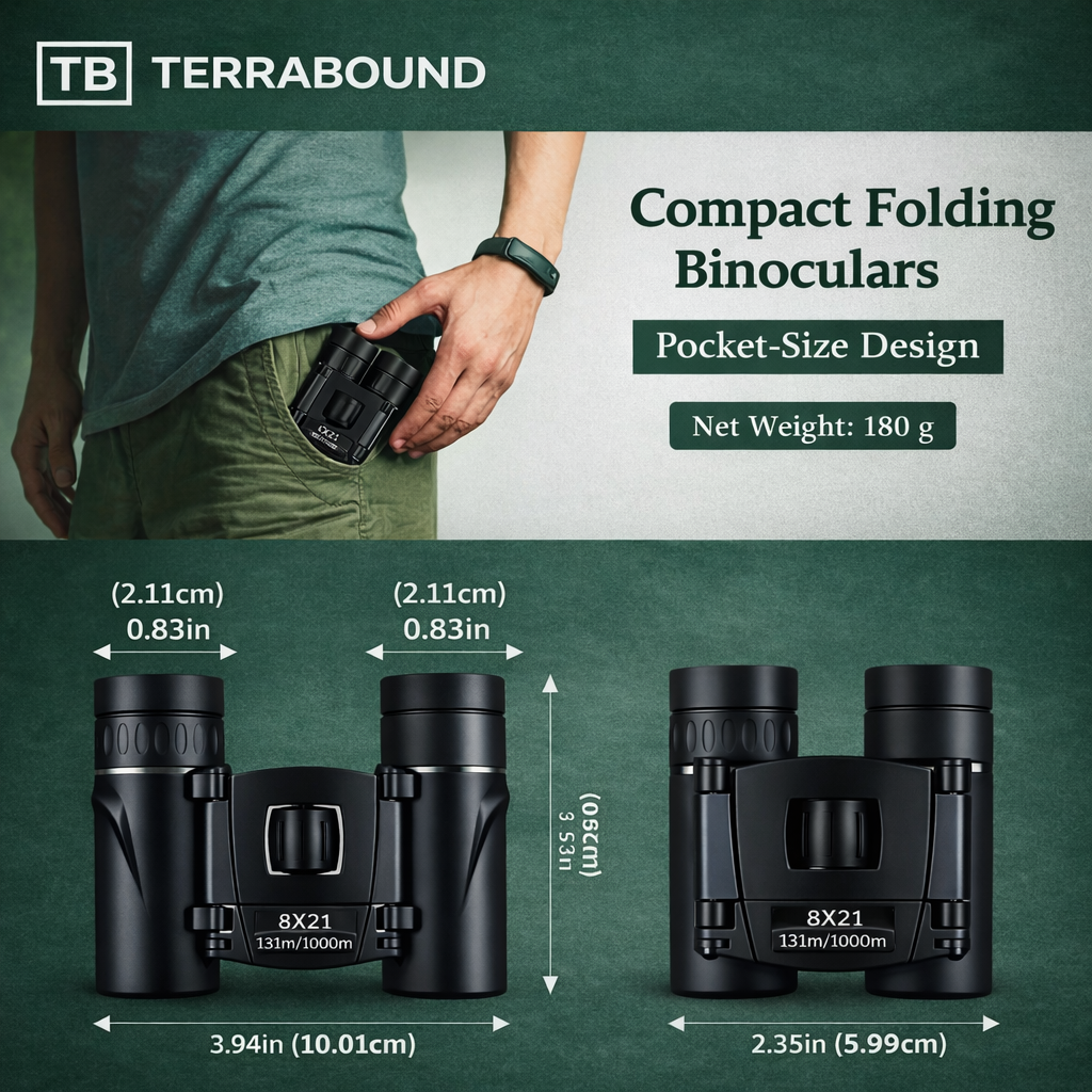 Compact 8x Binoculars – Foldable Design for Outdoor Observation