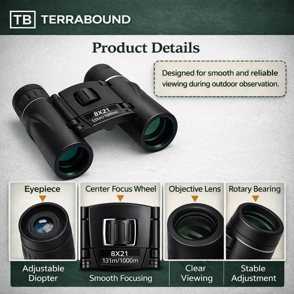 Compact 8x Binoculars – Foldable Design for Outdoor Observation