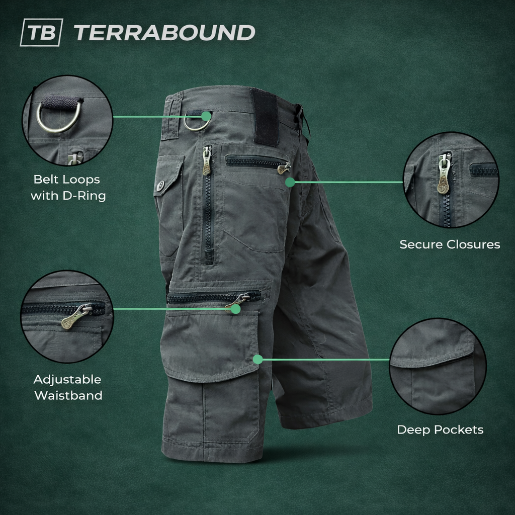 Men's Outdoor Cargo Shorts - 10 Pocket Cotton - Hiking & Fishing Shorts
