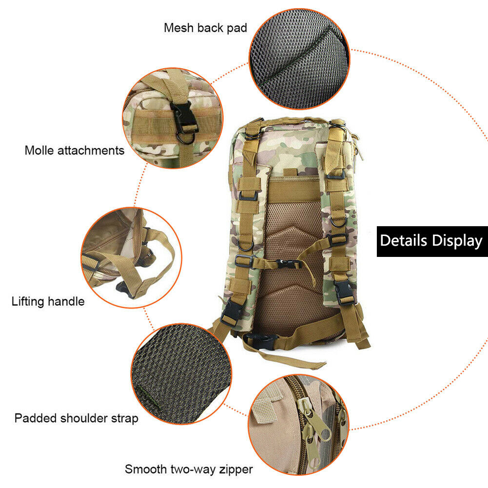 30L Military Tactical Backpack – Waterproof Outdoor Rucksack for Hiking, Camping & Survival