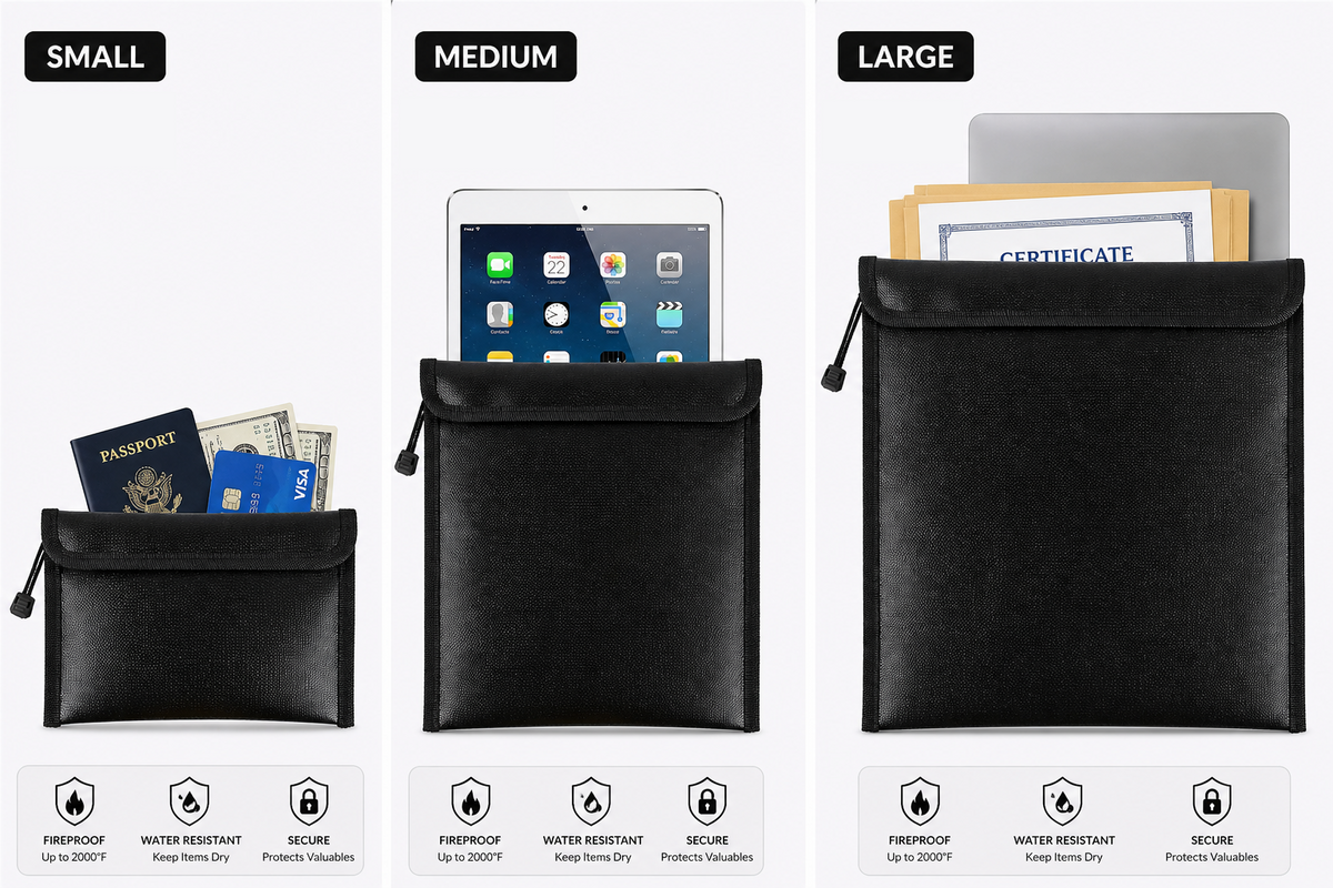 Fireproof & Water Resistant Document Bag – Money & File Safe Storage Pouch