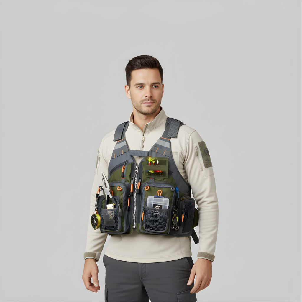 Men’s Multi-Pocket Outdoor Fishing Vest – Breathable Utility Design