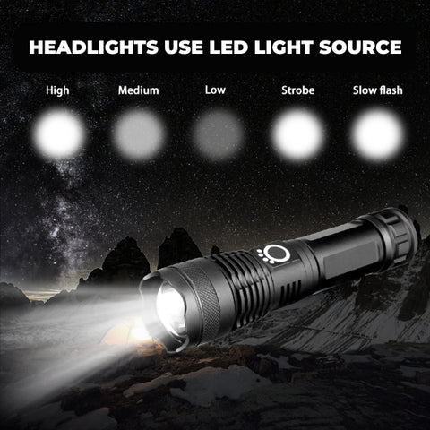 Tactical Flashlight- Super Bright LED with Rechargeable Battery