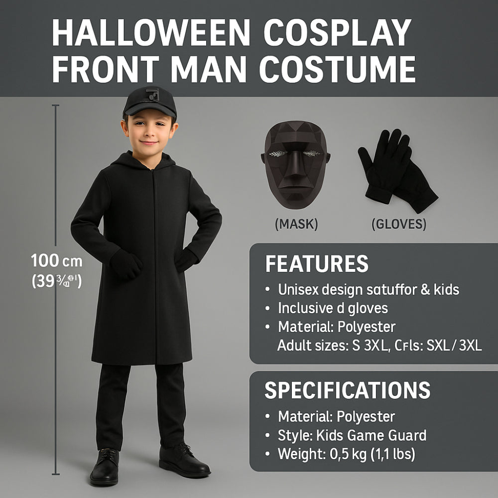 Cosplay Front Man Costume Polyester Outfit Kids Game Guard Jumpsuit
