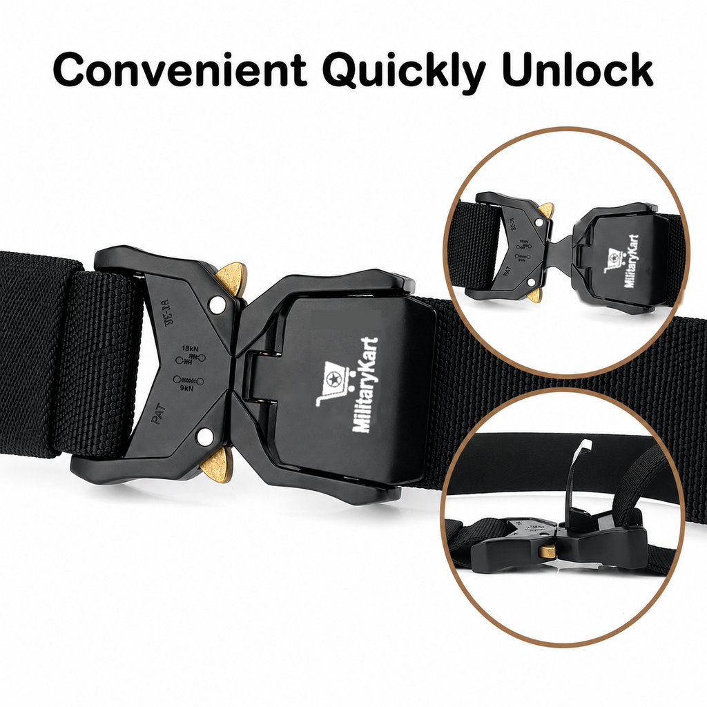 Heavy Duty Tactical Belt for Men with Metal Alloy Quick Release Buckle