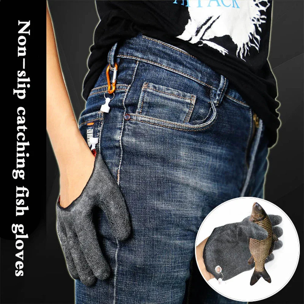 Magnet Release Full Finger Fishing Gloves with Anti-slip and Puncture Resistant Latex - Ideal for Hooks and Tools