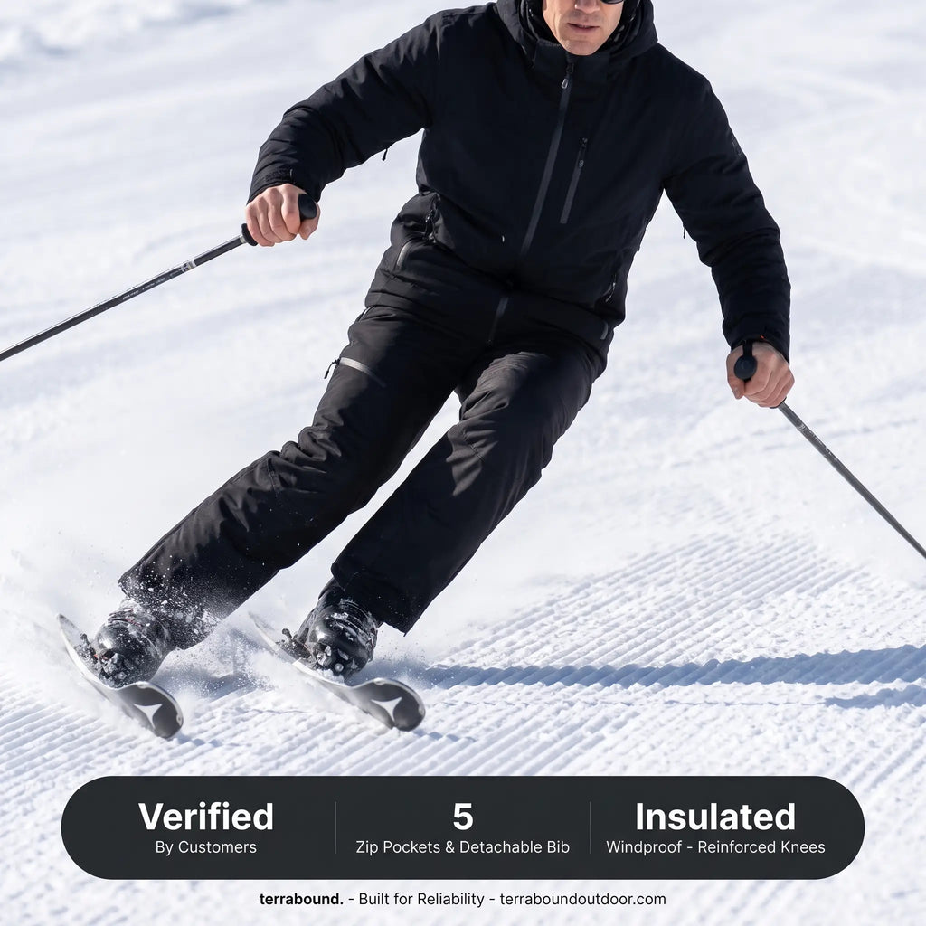 Men's Ski Trousers - Detachable Bib - Insulated Windproof Snowsports