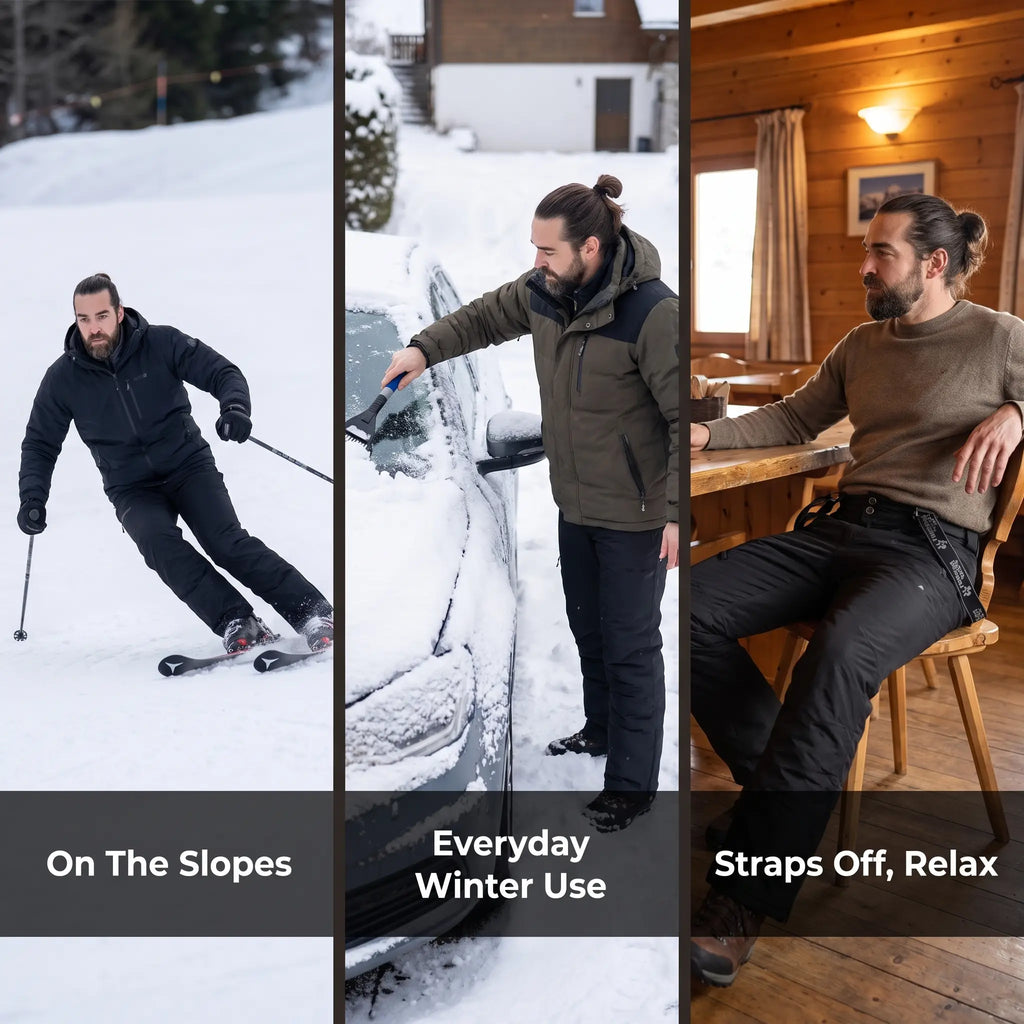 Men's Ski Trousers - Detachable Bib - Insulated Windproof Snowsports