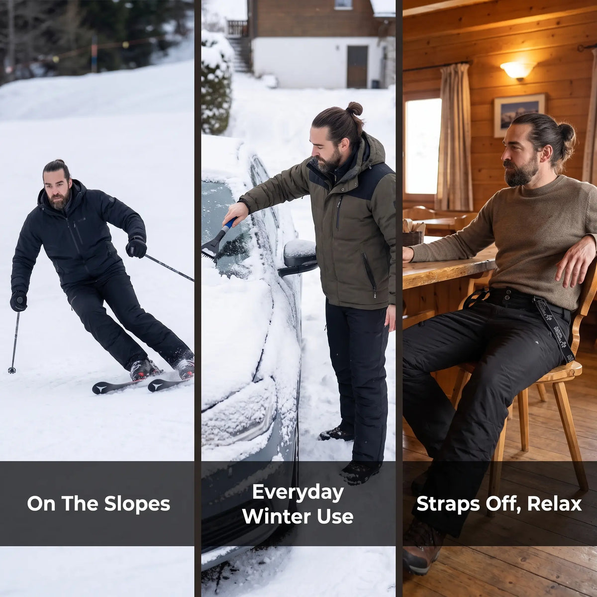 Men's Ski Trousers - Detachable Bib - Insulated Windproof Snowsports