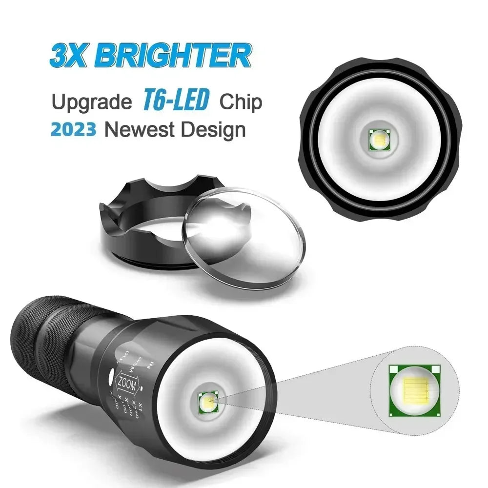 2 Pack LED Flashlights – High Lumen, 5 Modes, Zoomable, Waterproof Tactical Torch