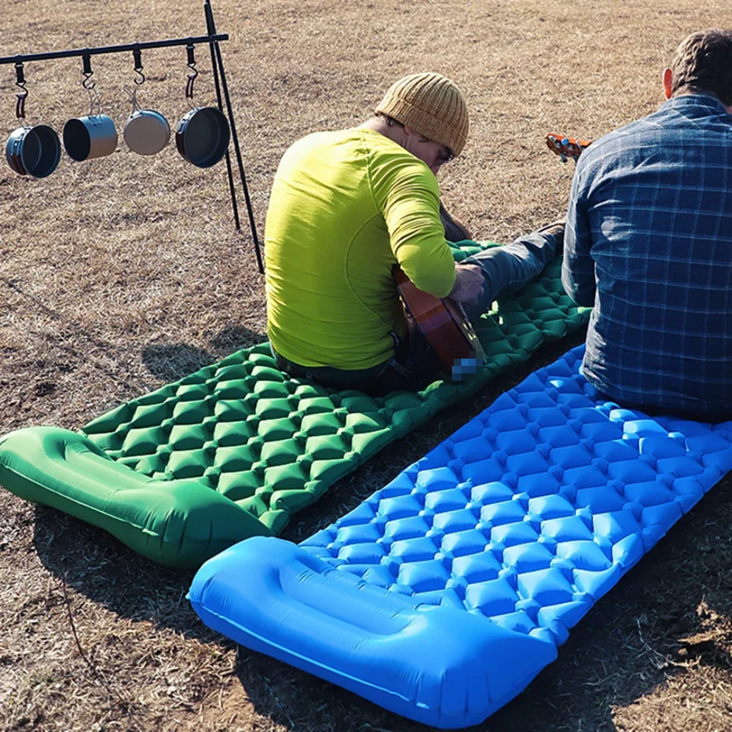 Camping Sleeping Mat - Built-In Foot Pump - Inflatable Mat with Pillow