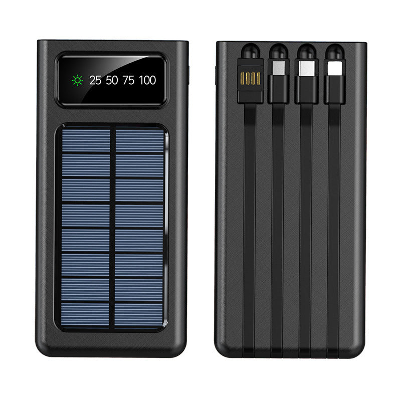 Super 30000mAh Solar Power Bank – Portable Waterproof Charger with 4 USB Ports & Built-In Cables