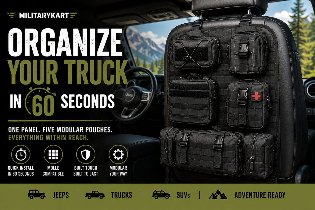 Tactical Back Seat Molle Organizer with 5 Detachable Molle Pouches