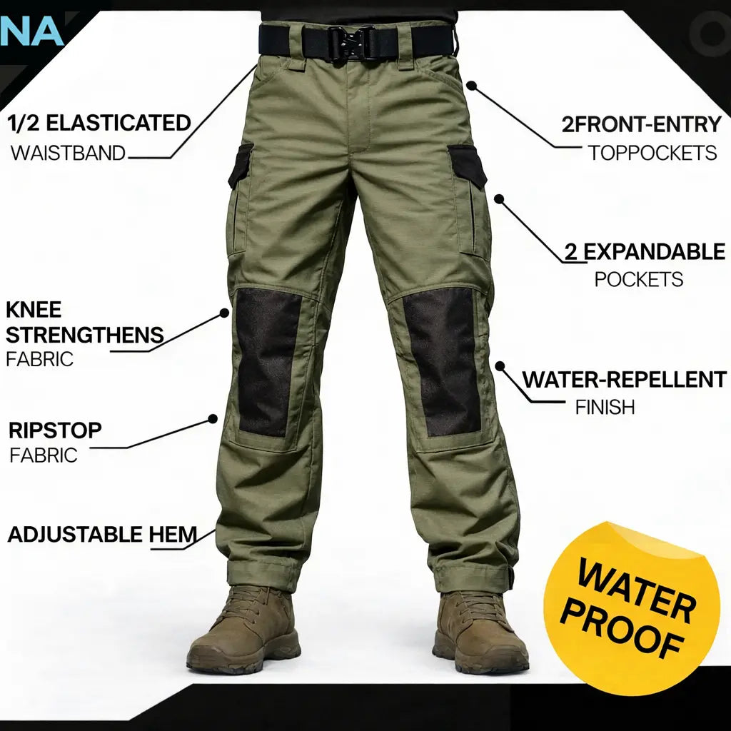 Men's Urban Cargo Pants Waterproof Ripstop Tactical Trousers