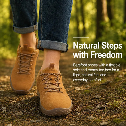 Comfort Suede Barefoot Hiking Trainers | Wide Toe Box Walking Shoes - Unisex