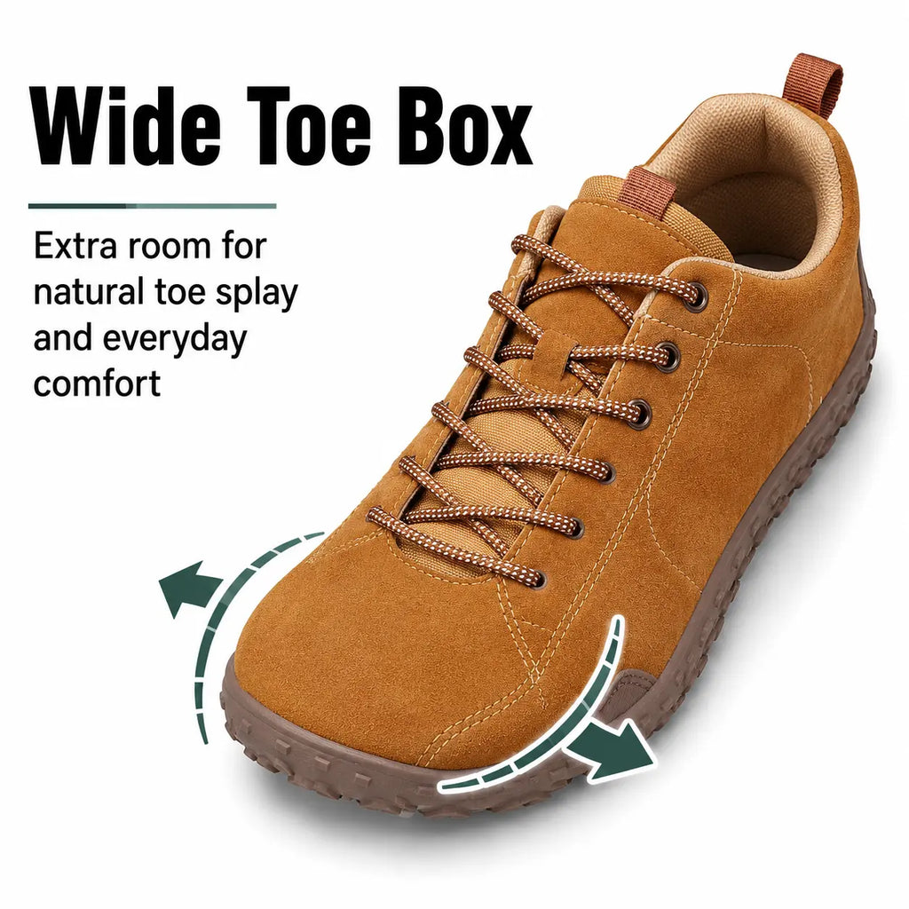 Comfort Suede Barefoot Hiking Trainers | Wide Toe Box Walking Shoes - Unisex