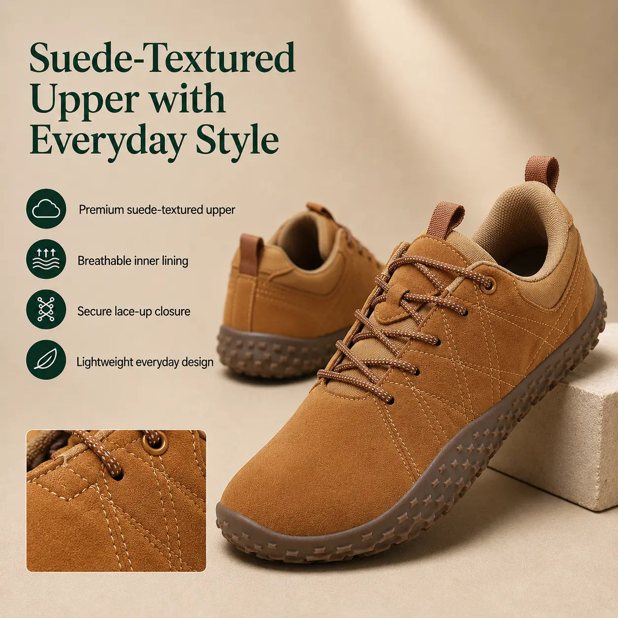 Comfort Suede Barefoot Hiking Trainers | Wide Toe Box Walking Shoes - Unisex