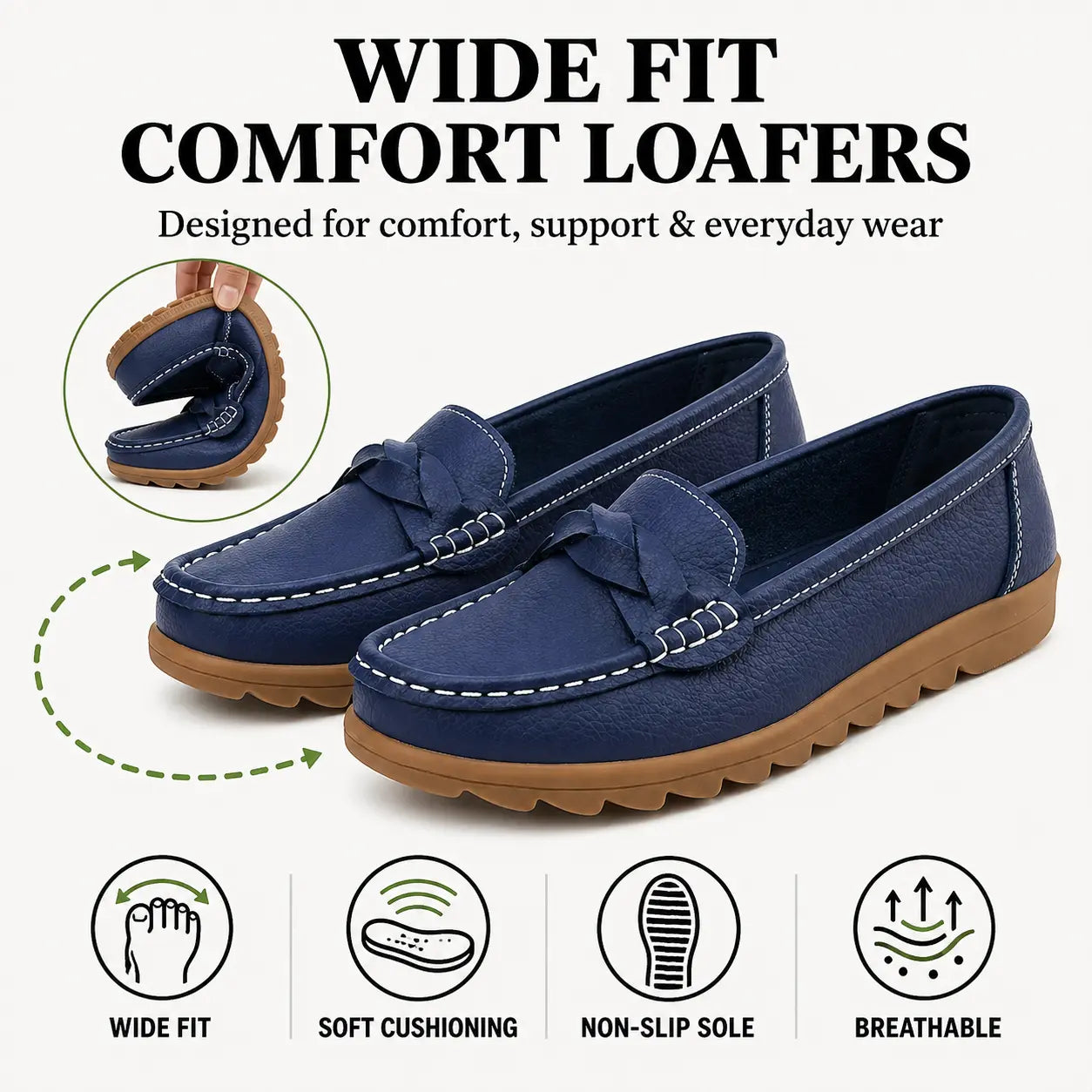 Women’s Comfort Slip-On Loafers | Soft Leather Walking Shoes