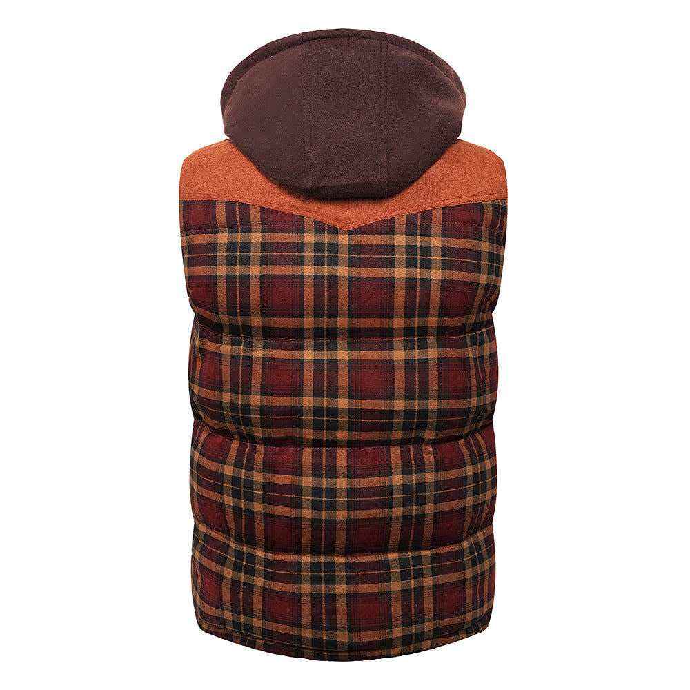 Men's Gilet - Tartan Check - Hooded Insulated Body Warmer