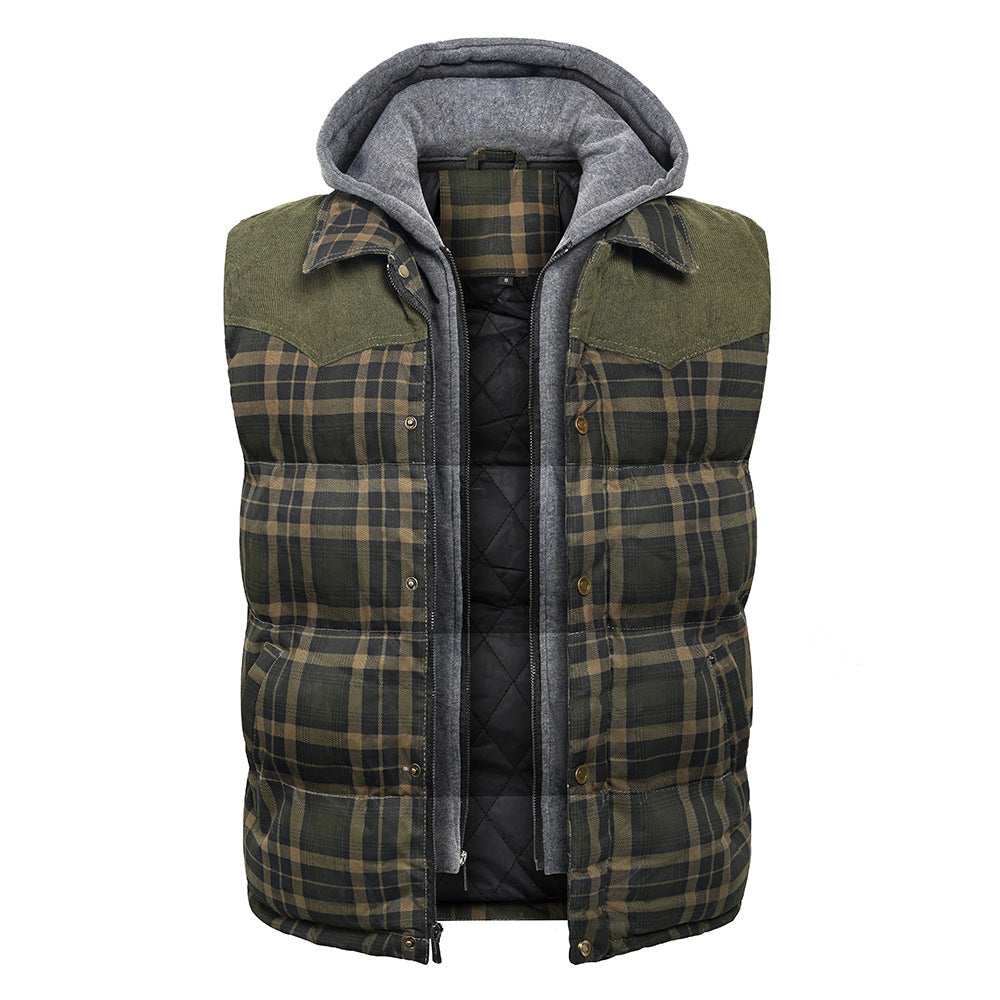 Men's Gilet - Tartan Check - Hooded Insulated Body Warmer