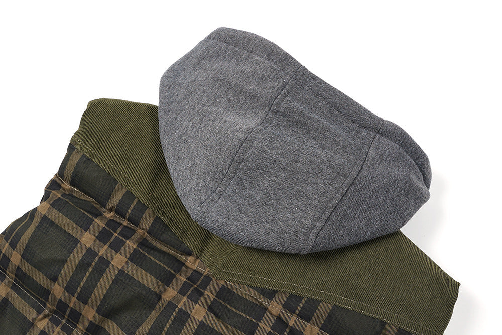 Men's Gilet - Tartan Check - Hooded Insulated Body Warmer