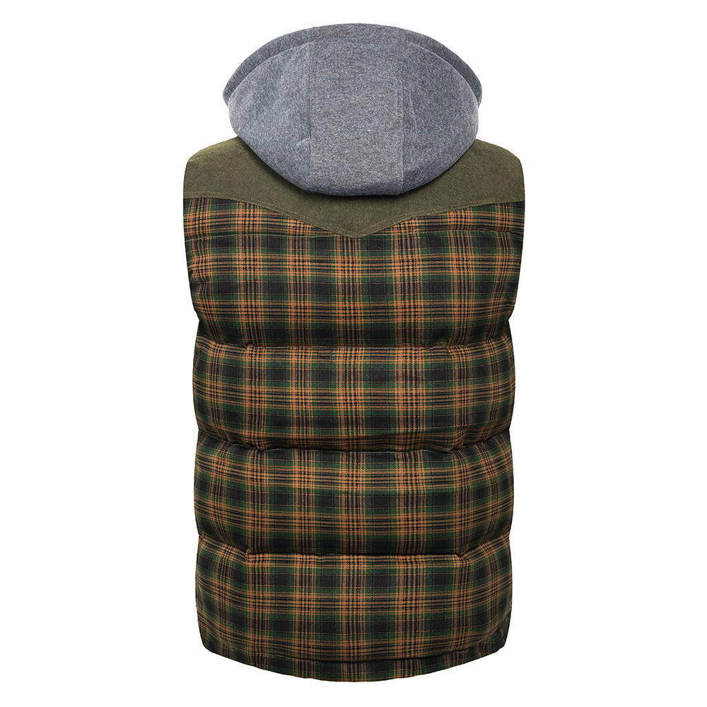 Men's Gilet - Tartan Check - Hooded Insulated Body Warmer